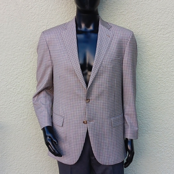 HART SCHAFFNER MARX for NATHAN'S (LAKELAND) MEN'S LUXURY CHEK/PLAID BLA ZER (US) - Picture 3 of 17